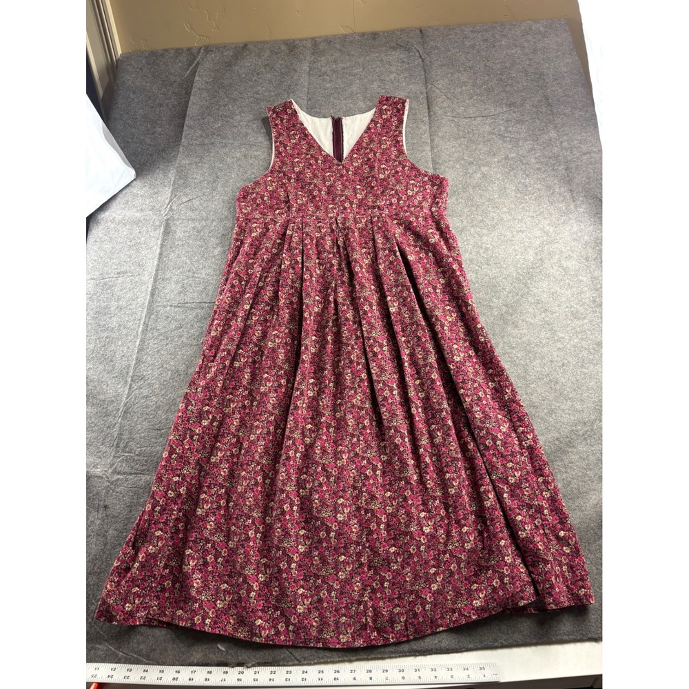 VTG Floral Corduroy Pinafore Dress Ditsy Boho Tank Midi Peasant Prairie Women L?